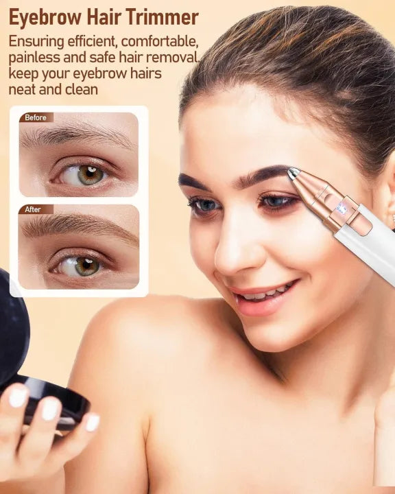 Flawless Precision Eyebrow Trimmer – 2-in-1 Electric Eyebrow Razor & Facial Hair Remover, Portable Cordless Shaver for Sensitive Skin