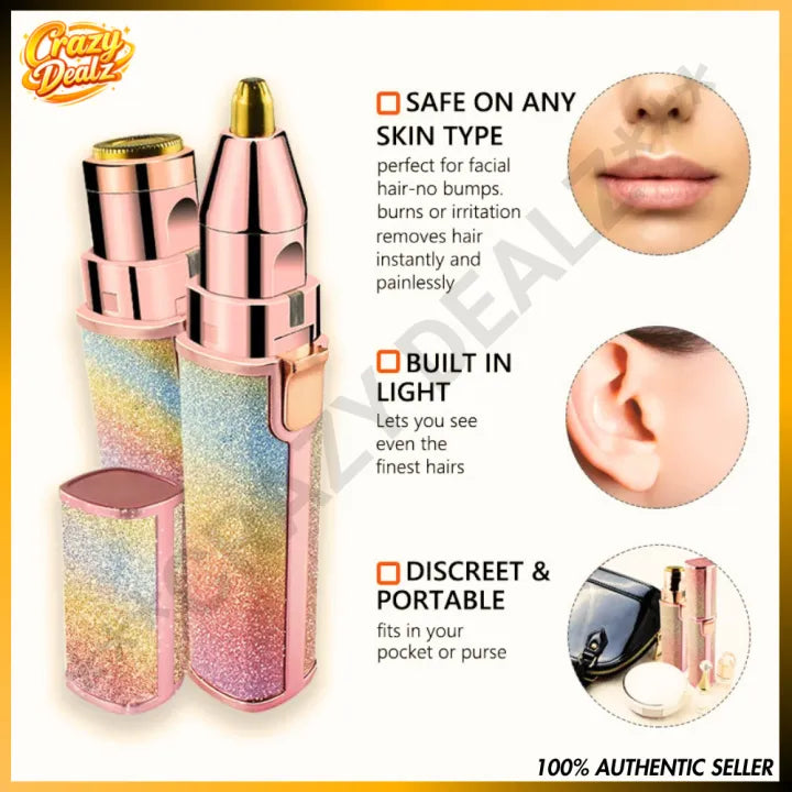 Flawless Precision Eyebrow Trimmer – 2-in-1 Electric Eyebrow Razor & Facial Hair Remover, Portable Cordless Shaver for Sensitive Skin