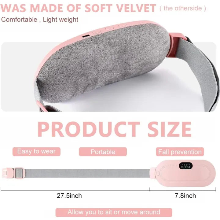 Portable Period Cramp Relief Heating Belt for Women – Electric Rechargeable Menstrual Heating Pad with Massage for Belly, Waist & Lower Back Comfort